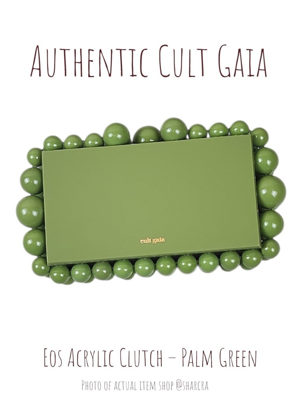 Authentic Cult Gaia Eos Acrylic Clutch – Palm Green Statement Peice Handbag
